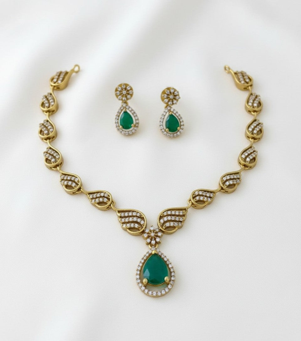 Emerald Drop Necklace Set