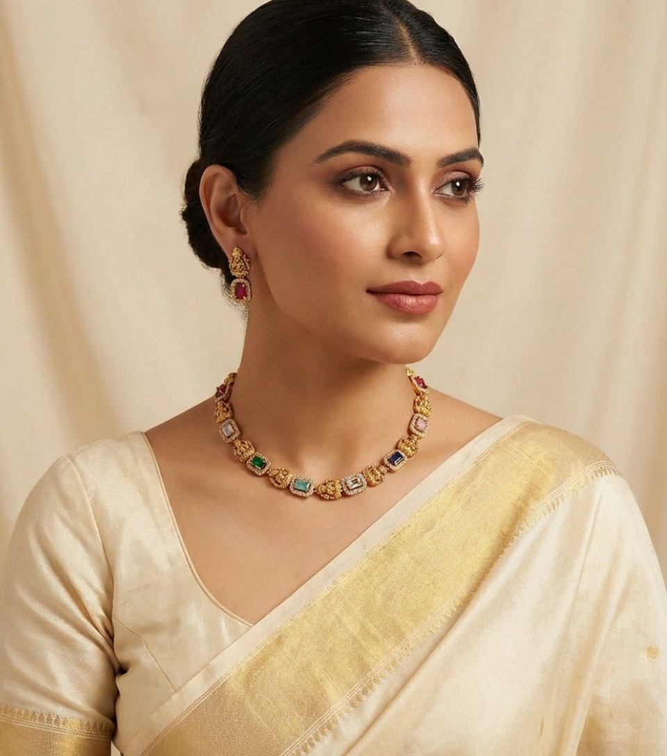 Lakshmi Navratna Temple Necklace Set