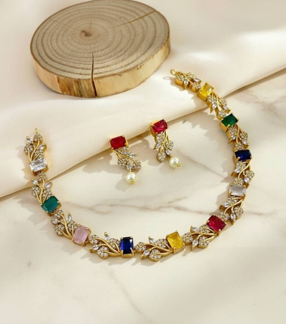 Navratna Elegance Necklace Set