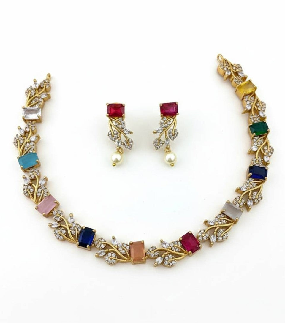 Navratna Elegance Necklace Set