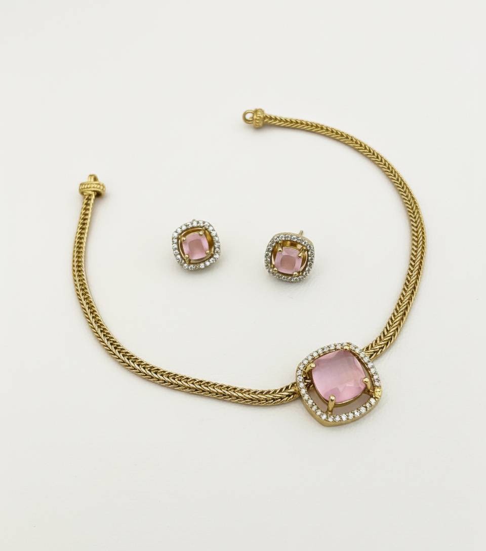 Pink Blossom Necklace Set