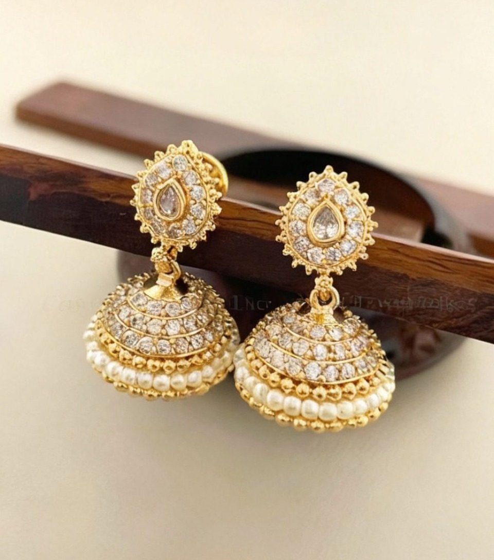 White Pearl Diamond Jhumka – FT-48