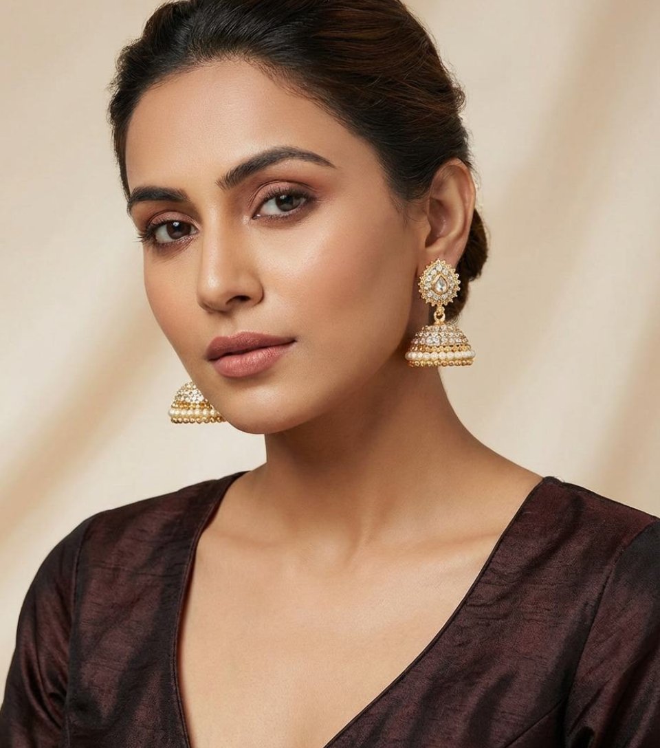 White Pearl Diamond Jhumka – FT-48